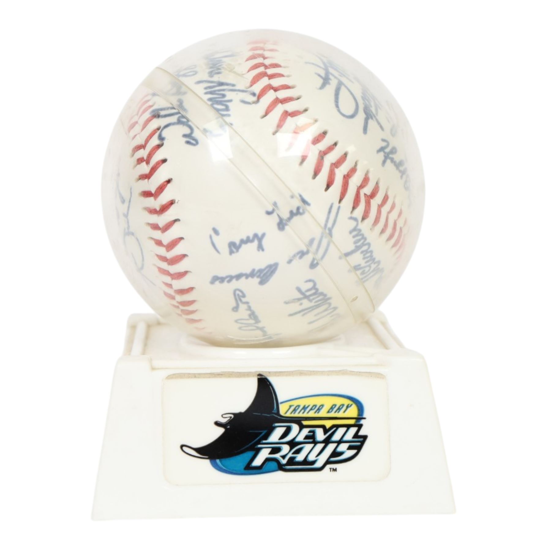 Signed Nolan Ryan with HOF '99 inscription, Rawlings baseball, contained within an acrylic display box, with authenticity hologram and certificate, together with a signed Tampa Bay Devil Rays baseball
