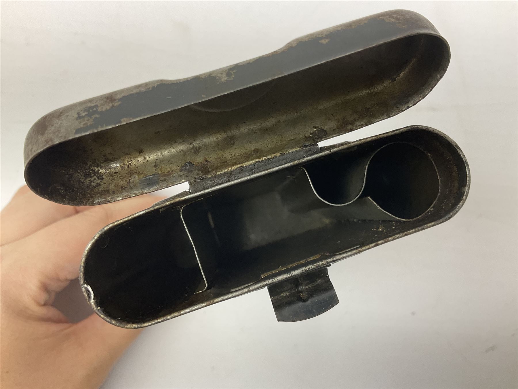 WW2 German - Lufft made compass marked ' Original Bezard ' with heliograph signalling mirror to interior; and a K98 rifle cleaning kit in original tin (2)