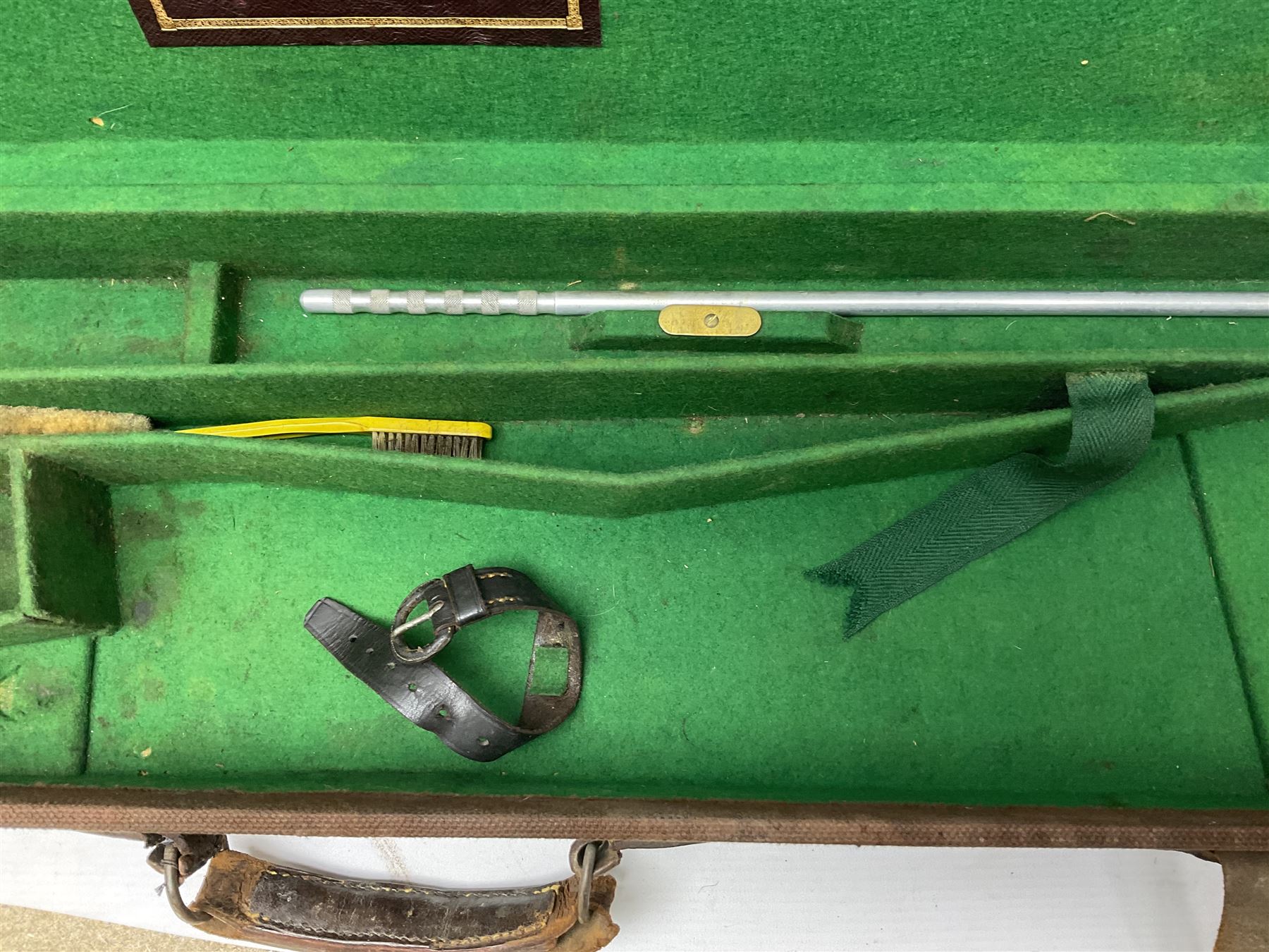 Leather fitted shotgun case L81cm, and a canvas fitted shotgun case with Hooton & Jones label, L83cm (2)