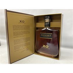 Hennessy, fine de cognac, 70cl, 40% vol, Monnet, Xo prestige cognac, 70cl, 40% proof and Hine Antique, Tres Vieille champagne cognac, 68cl, 40% vol, all with original boxes 