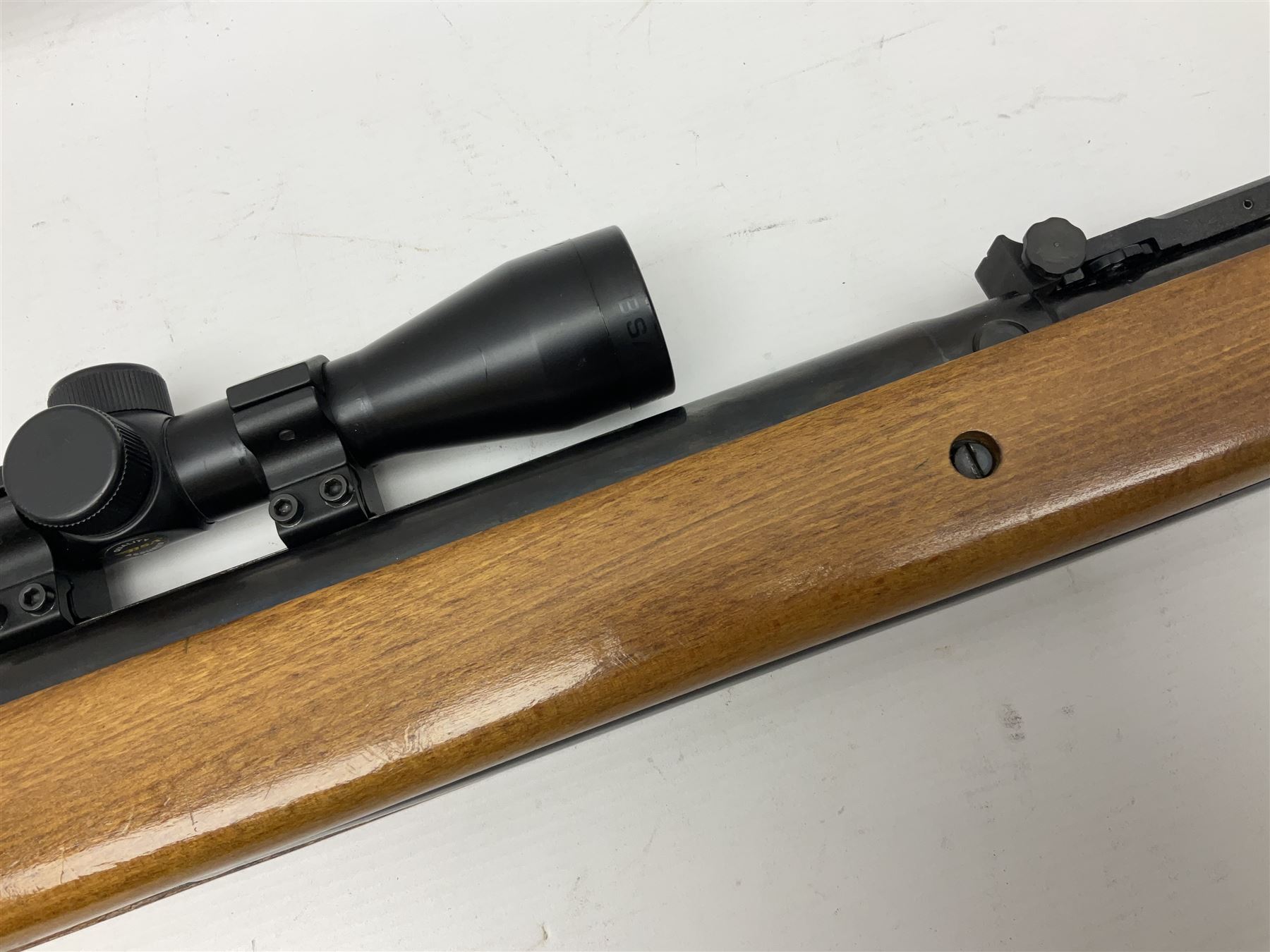BSA 22 caliber air riffle with telescopic sight, in Fambeau hard case
