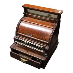 Late 19th Century American cash register in an inlaid walnut case by the National Cash Reg...