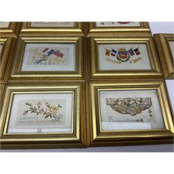 Collection of approximately thirty WWI period embroidered silk greetings cards and post cards,  mostly military examples, including 'Right is Might', 'Remember Me!', 'Greetings from your soldier boy', etc