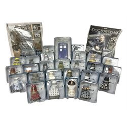 ‘Dr Who’ - Eaglemoss periodical Figurine Collection comprising twenty-seven figures of Tardis’ and Daleks, including Special Tardis 1 figure, two still with original magazine; all boxed, most with factory tie-downs 
