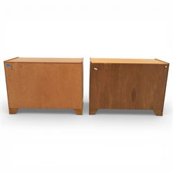 Nathan - 'Squares' pair of sideboards, rectangular top over four short drawers, above signature square panelled cabinet doors on a recessed plinth base
