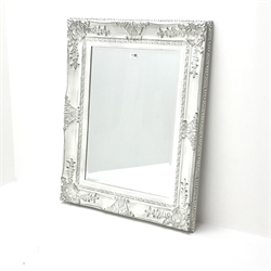  Rectangular bevel edge wall mirror in white swept frame, W74cm, H94cm  