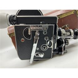 Paillard Bolex H8 RX cine camera body, serial no.195008, with 'Kern Paillard Vario Switar 36EE 1:1,9 f=8/36mm H8 RX' lens, serial no. 955497, in fitted leather carrying case  