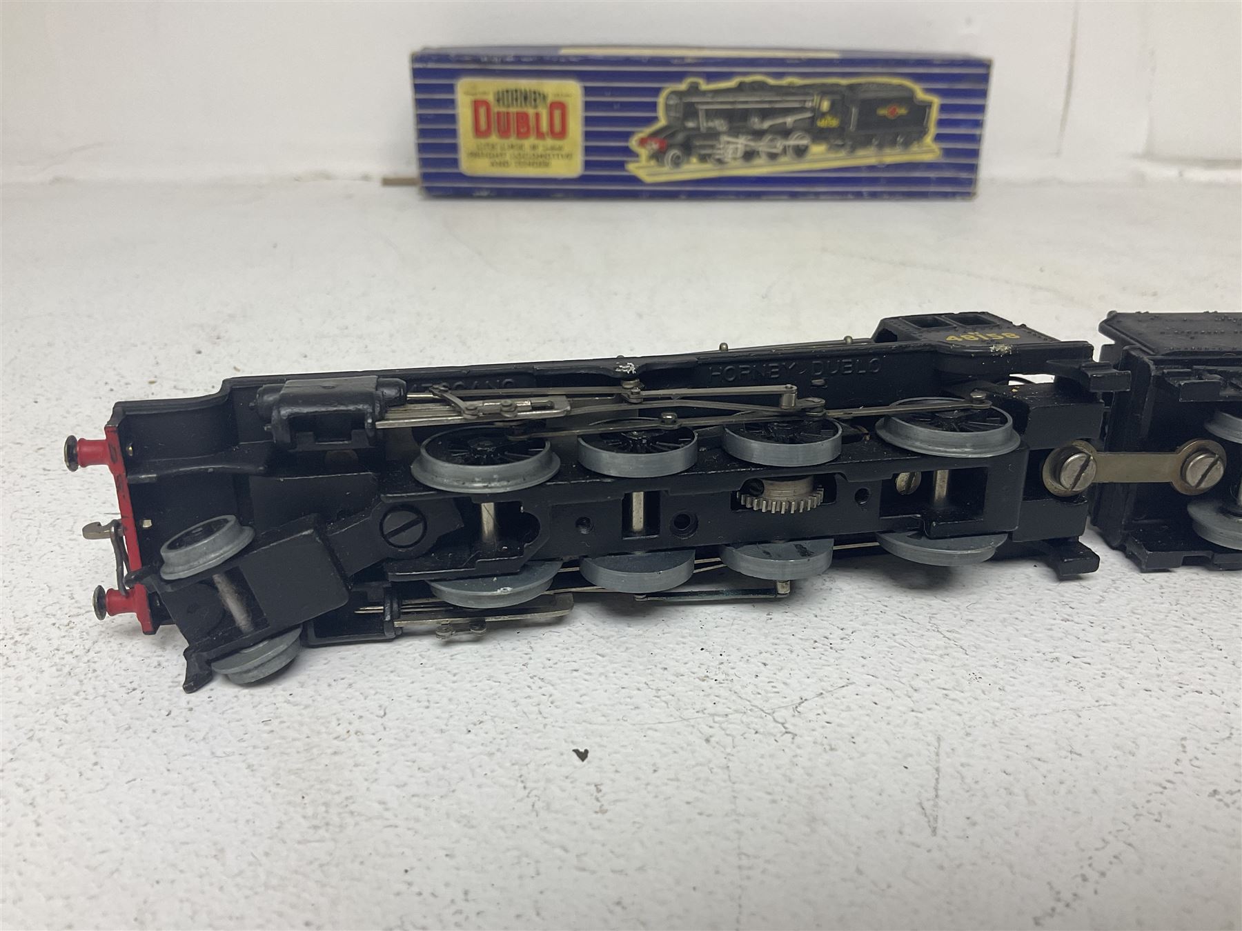 Hornby Dublo - 3-rail Class 8F 2-8-0 freight locomotive no.48158 with tender, Duchess Class 4-6-2 ‘Duchess of Montrose’ locomotive no.46232, Class 4MT Standard Tank 2-6-4 locomotive no.80054, all in original boxes; and Class N2 0-6-2 Tank locomotive no.69567, without box (4) 