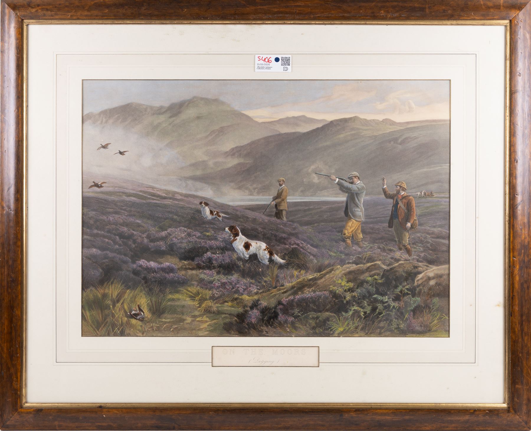 Pair of shooting prints, 'On the Moors' and 'Snipe Shooting', including frame 77cm x 94cm (2)
