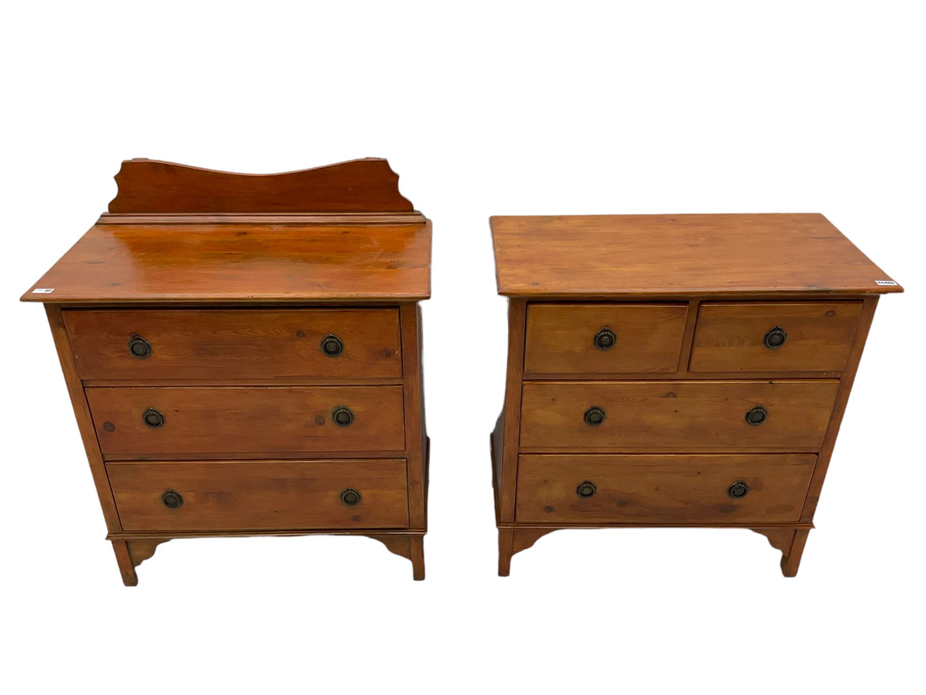 Two stained pine chests of drawers