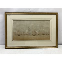 William Frederick Settle (British 1821-1897): A Naval Regatta, watercolour signed with monogram and dated '64, 26.5cm x 51cm  