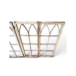 Six - three pairs of Victorian pine windows, Gothic arch design with astragal glazing, measurements each window