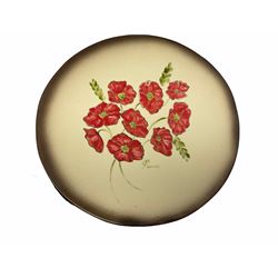 Eskdale Studio platter, of square form, hand painted with hare and pheasant, H35.5cm L35.5cm, together with four further Eskdale Studio platters, each of circular form, one example hand painted with fox and chickens, another with cows, and two with poppies, D35.5cm. (5).