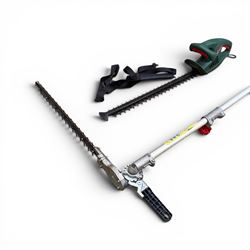 Sovereign 26cc 2 stroke petrol grass trimmer (strimmer), Parkside electric hedge trimmer and a Bosch hedge trimme