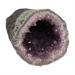 Amethyst crystal geode cluster, with well-defined crystals of various sizes, H17cm, L20cm