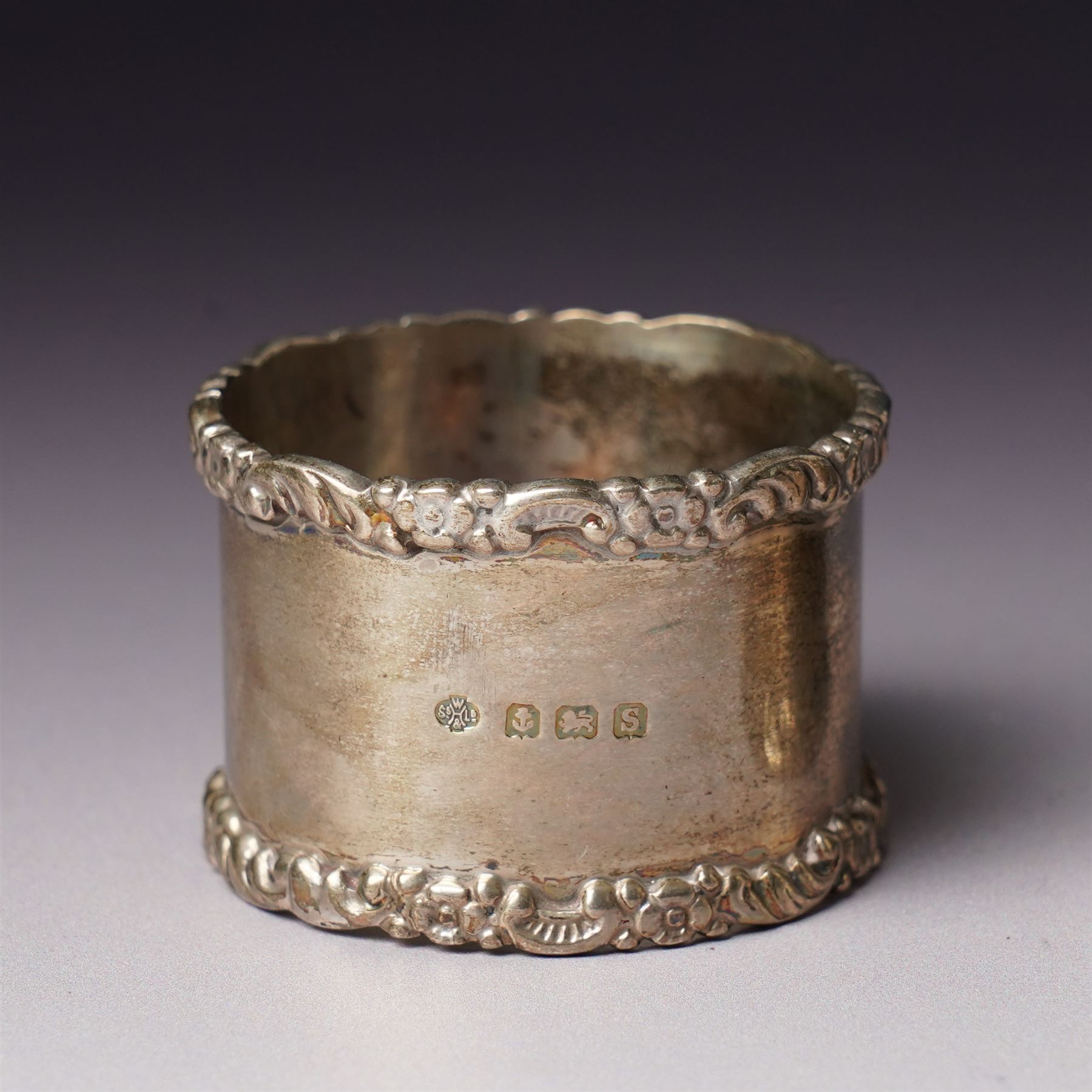 Five George IV Scottish silver table forks engraved with initial Glasgow 1829 Maker G Thomson, one German silver (800) spoon and five silver serviette rings