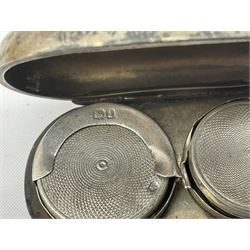 Early 20th century silver card case, of plain rectangular form, hallmarked Birmingham 1912, together with an Edwardian silver sovereign case, approximate weight 64.3 grams