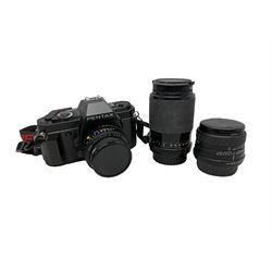 Pentax P30 SLR camera with SMC Pentax-A 1:1.7 50mm lens, Sigma Super-Wide II 1:2,8 lens and Vivitar 70-210mm lens
