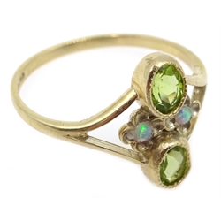  9ct gold opal and peridot ring, hallmarked  