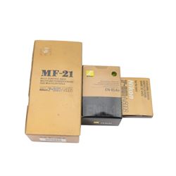 Nikon F-801 camera body serial no. 2010504, together with Nikon accessories, including wireless transmitter WT-1, focusing screen and speedlight