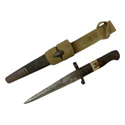 Rare SBS official bayonet conversion to F-S style fighting knife, the 17cm double-edged steel blade marked 1903; in steel mounted leather scabbard with webbing frog marked Blackman 1941 L34cm overall (with photocopies of modern reference material)