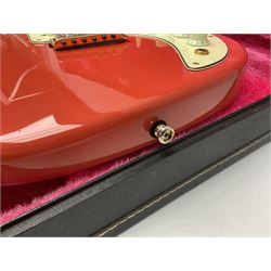 Burns Club Series Marquee electric guitar in fiesta red with maple fretboard; serial no.2002491 L100cm; in hard case with GuitarKes service and set-up certificate dated January 2022