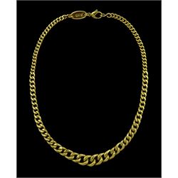 18ct gold graduating curb link necklace chain, stamped 750