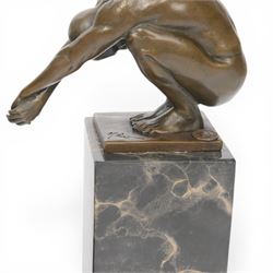 The Diver, bronze figure, signed Milo, upon a marble base, H24cm