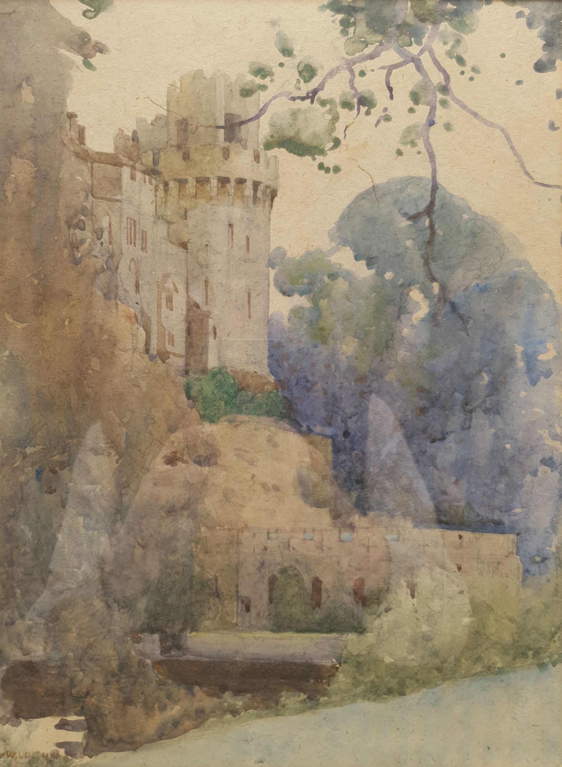 William Lee Hankey RWS (British 1869-1952): Ancient Feudal Castle and Moat, watercolour signed 34cm x 25cm