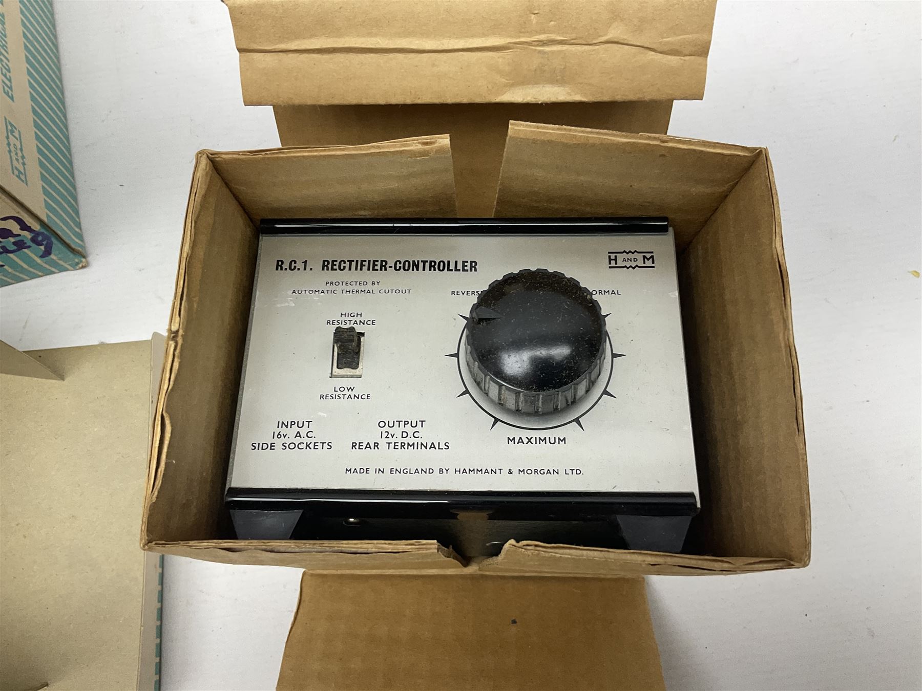 Quantity of loose unused 'N' gauge track; H. & M. Powermaster Variable Transformer Unit, Model R.C.1 Rectifier Controller, Selector Switch Unit and Meter Unit; all boxed; and small quantity of booklets