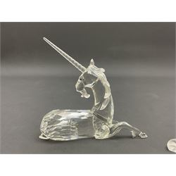 Twenty nine Swarovski Crystal animals, to include koala and baby, in frosted tree branch, elephants, polar bears, squirrel, monkeys, panda, unicorn and snails, etc 