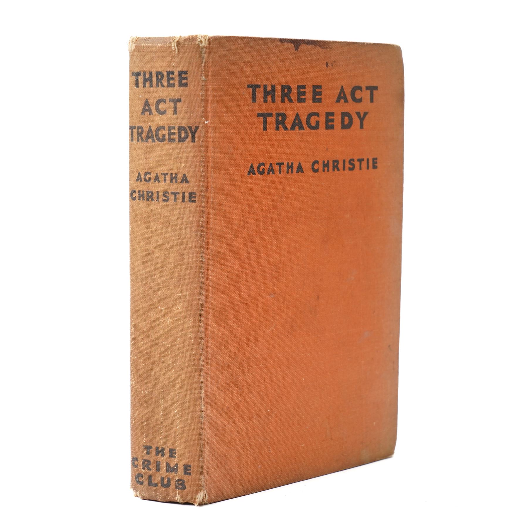 Christie, Agatha - Three Act Tragedy, first edition, 4pp advertisements, W Collins Sons & Co Ltd for The Crime Club 1935, original orange boards with black lettering