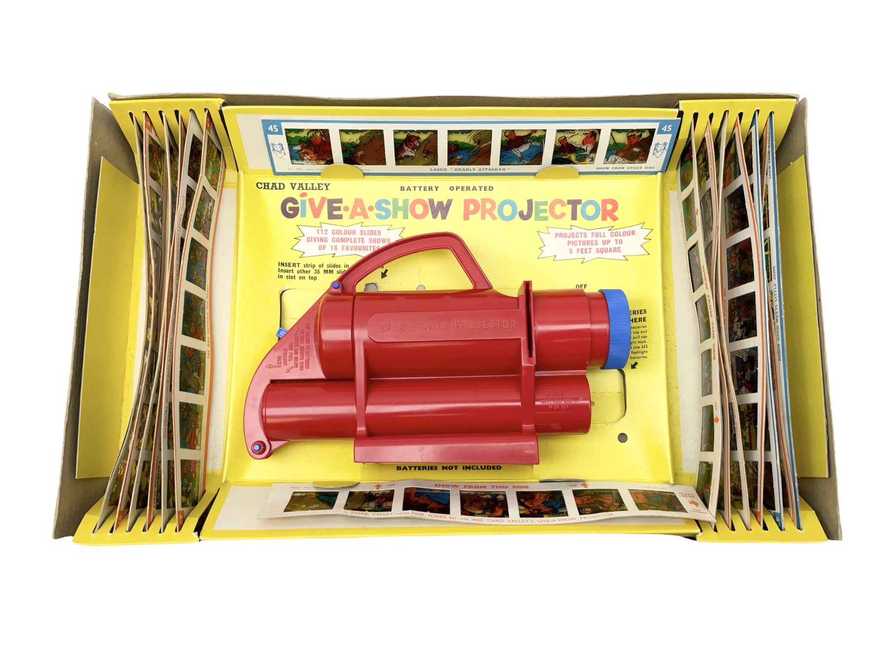 Chad Valley battery operated Give-A-Show projector, boxed with quantity of slides; and two extra boxes of slides Sets J & K (3)
