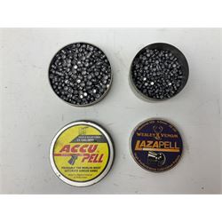 Webley Premier .22 air pistol with over lever action No.902 L24cm; and quantity of .22 pellets in two tins