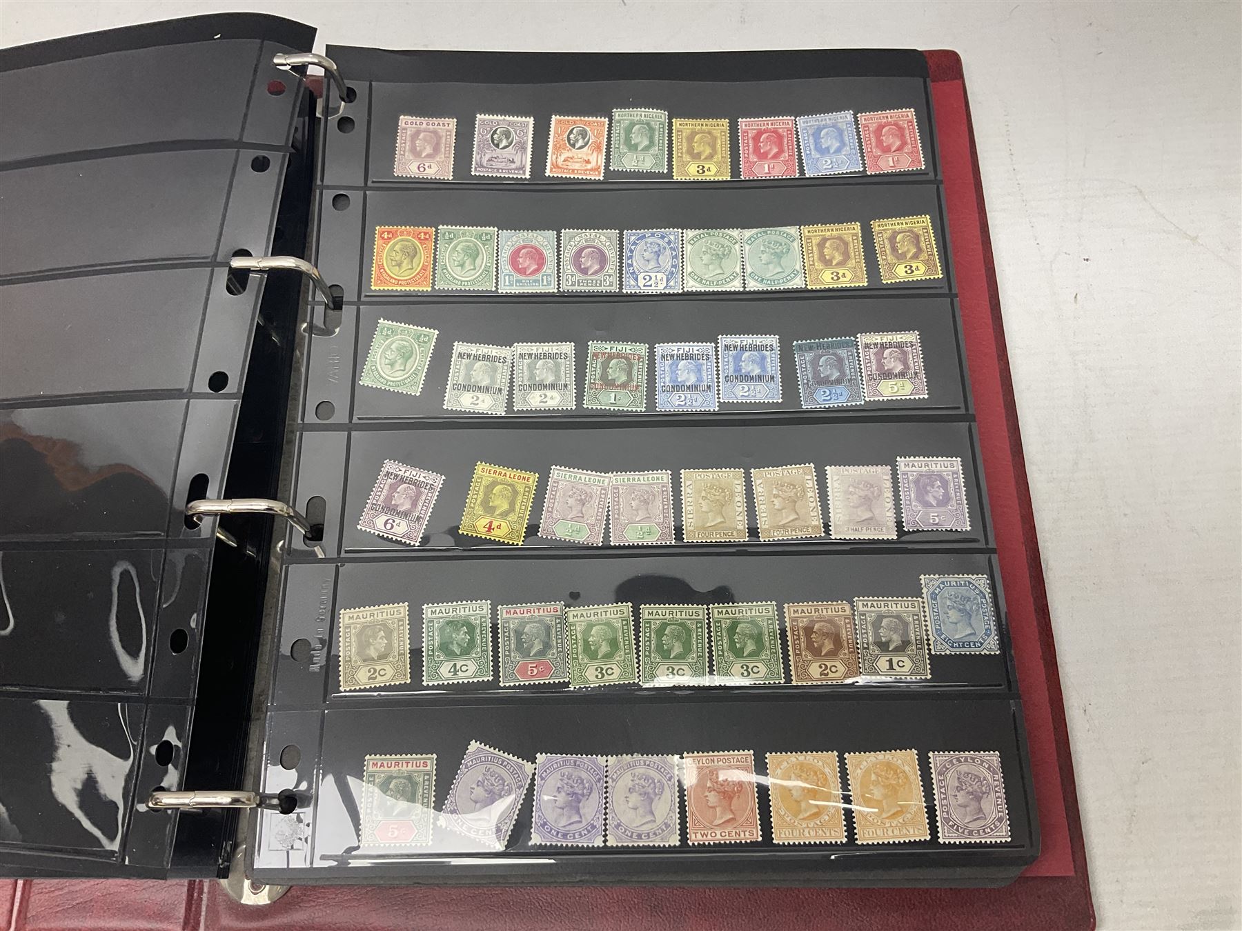 Stamps including St Helena, Fiji, Southern Rhodesia, Malaya, Bermuda, Queen Victoria and later Ceylon, various Universal Postal Union 1949 etc, housed in six albums/folders