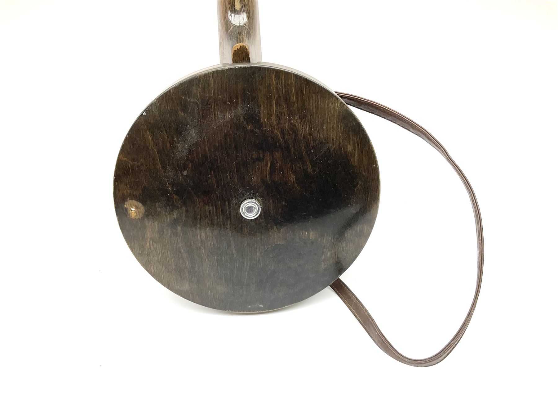 Melody-Uke four-string ukelele banjo, makers plaque to head stock L59cm; and Italian eight-string lute-back mandolin with mahogany stained segmented maple back and spruce top L59cm (2)