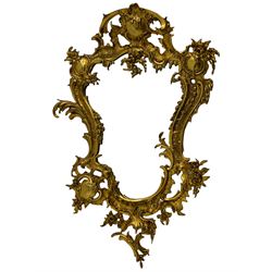 Rococo style ornate cast brass wall mirror