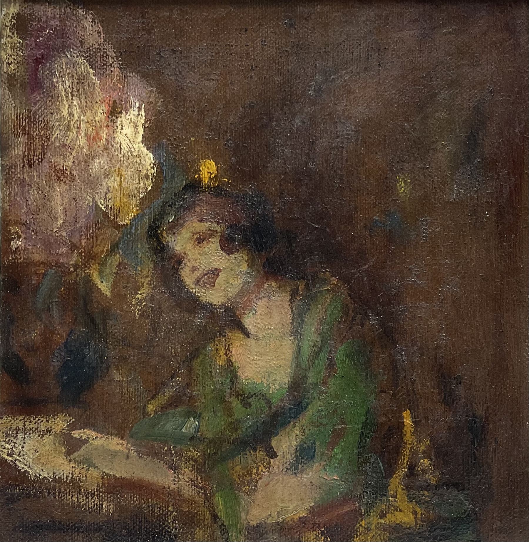 Manner of Walter Richard Sickert A.R.A. (British 1860-1942): Music Hall Girl, oil on canvas unsigned 20cm x 19cm