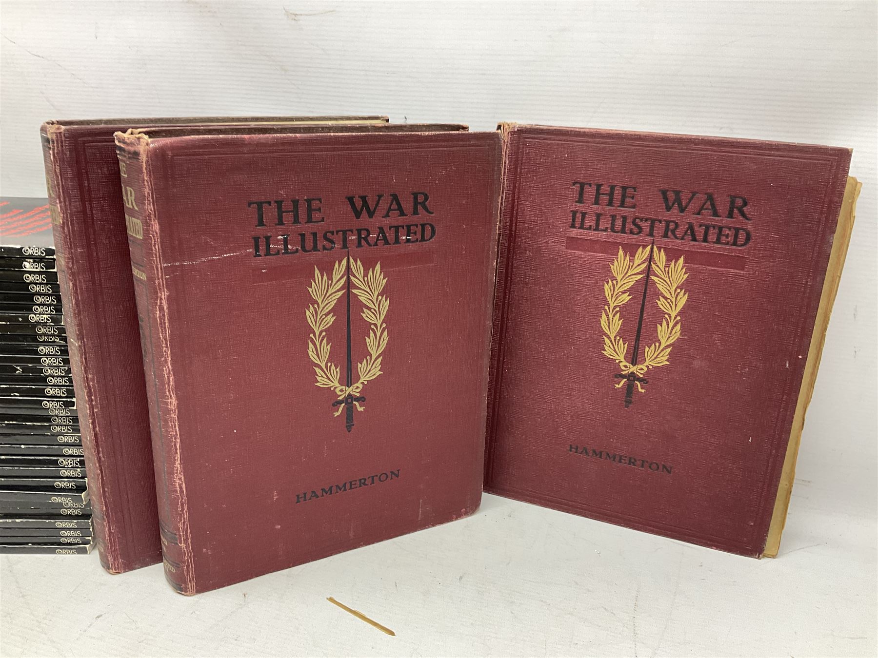 Three boxes of books, periodicals and DVDs of military interest with particular emphasis on WW2 including The History of World War Two in thirty original parts by Orbis, The D-Day Experience by Richard Holmes, The World War Two Databook, The World at War, Special Forces etc