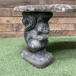 Cast stone three piece squirrel garden bench - THIS LOT IS TO BE COLLECTED BY APPOINTMENT FROM DUGGLEBY STORAGE, GREAT HILL, EASTFIELD, SCARBOROUGH, YO11 3TX