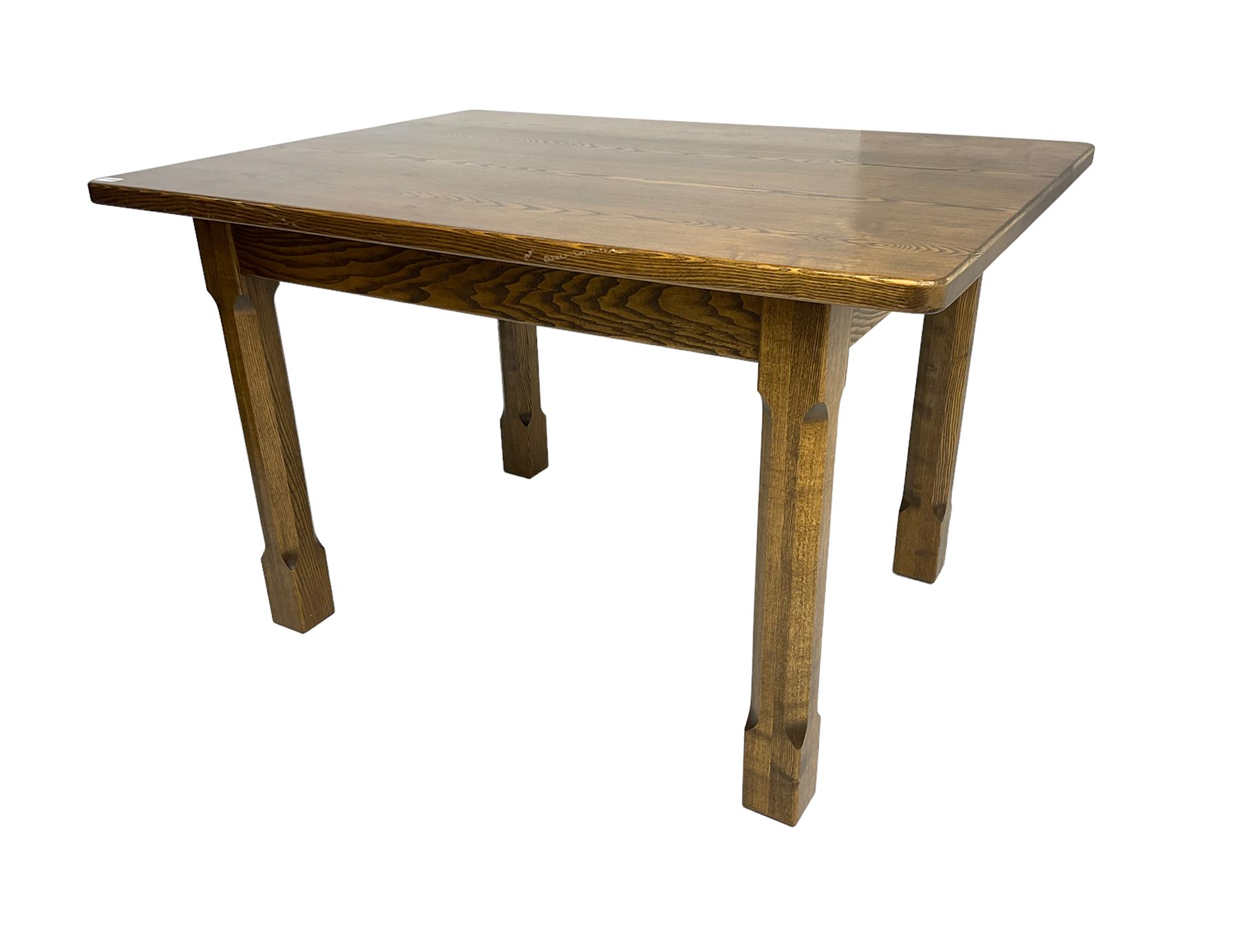 Swanman rectangular oak dining table on chamfered supports, by Graham Duncalf of Thirsk (ex