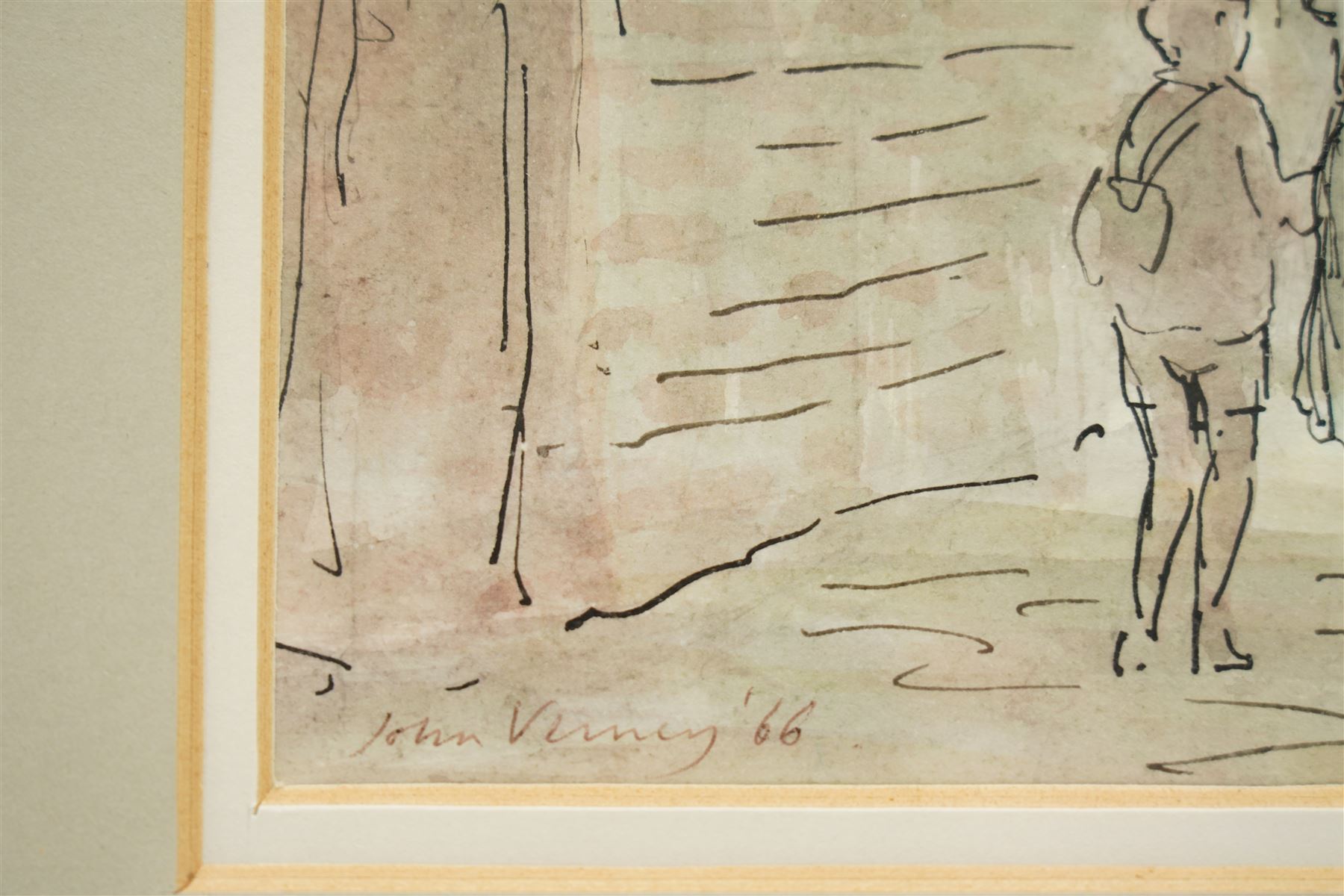 Sir John Verney (British 1913-1992): 'Lower Church Lane' - Farnham, watercolour signed and dated '66, titled on Ashgate Gallery label verso 27cm x 38cm 
