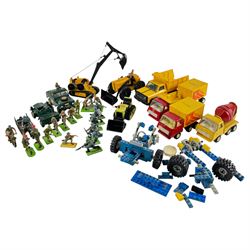 Collection of diecast dumper trucks, lorries, cement mixer, etc including Tonka and Britai...