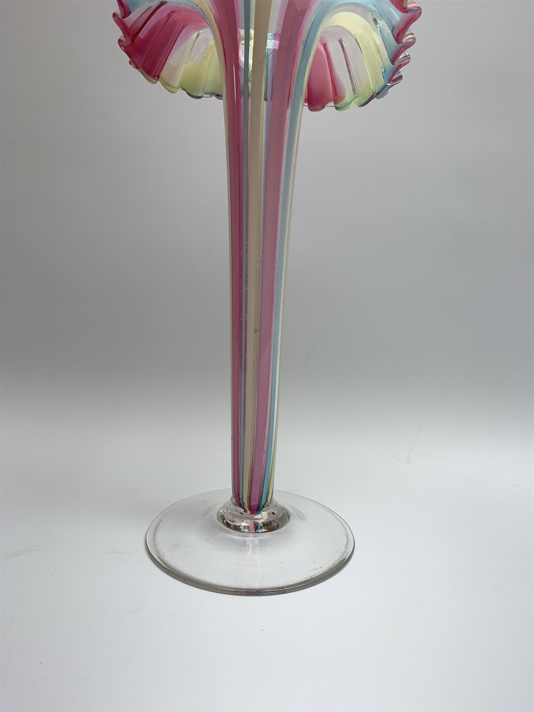 Late 19th century vaseline and cranberry candy stripe glass Jackinthe
