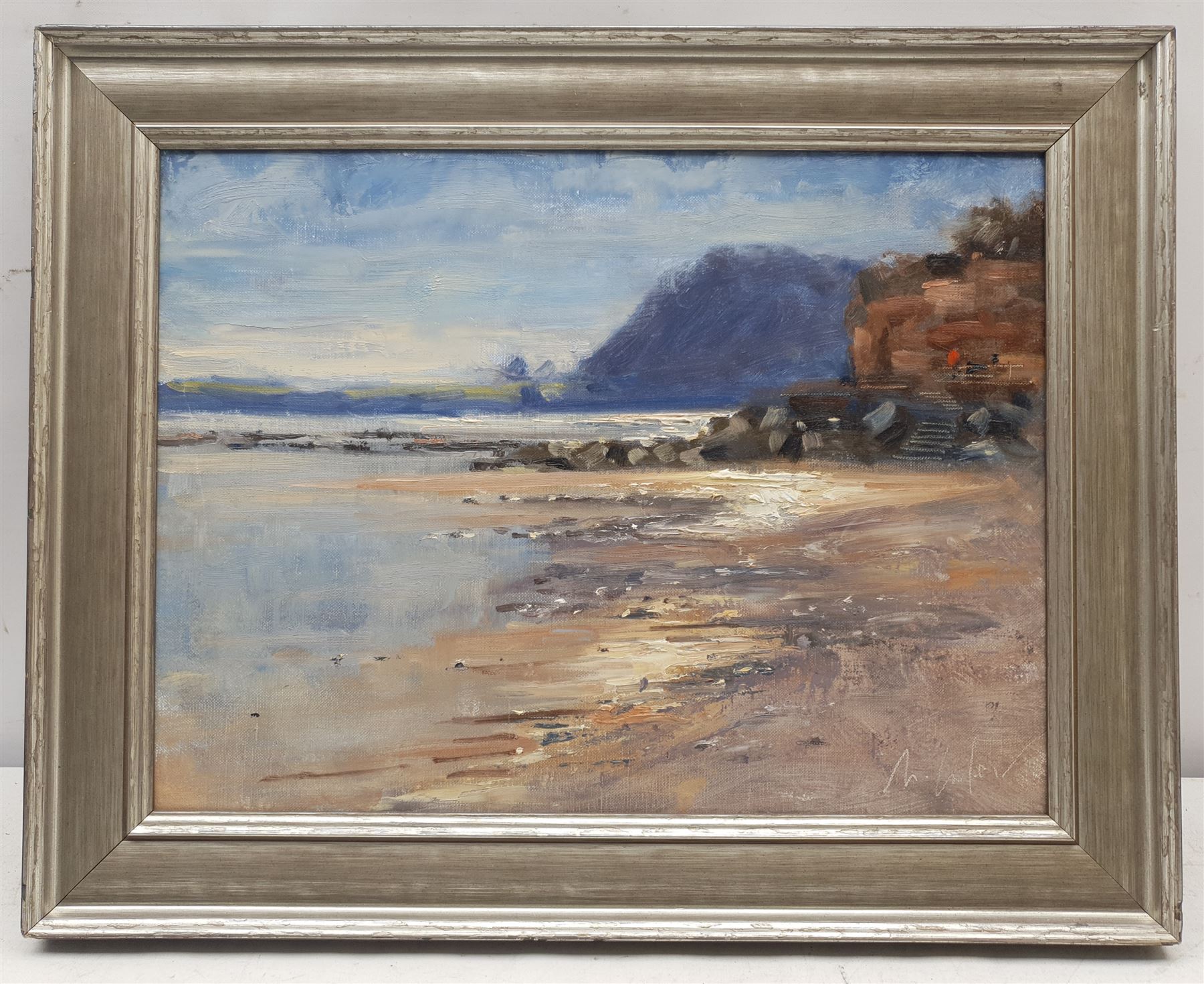 Matt Culmer (British Contemporary): 'Light Study on Water Sidmouth', oil on artist's board signed, titled verso 29cm x 39cm