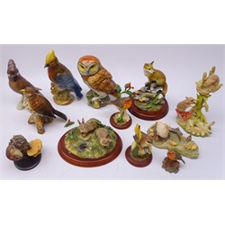  Collection of bird and animal models including Beswick Songthrush, Border Fine Arts 'Dily's & her Ducklings', 'Country Characters', Goebel waxwing etc (11)  