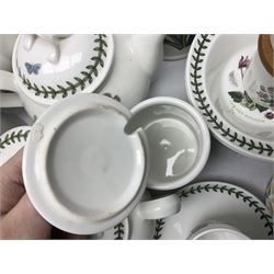 Portmeirion Botanical Garden tea and dinner wares, to include coffee pot, coffee press, teapot, eight coffee cans and saucers, ten teacups and saucers of various sizes, six herb jars, four dinner plates, various serving dishes etc (70) 