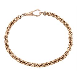 9ct rose gold belcher link bracelet with spring loaded clip, stamped