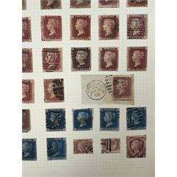 Great British Queen Victoria stamps, including two penny blacks both with red MX cancels, 1840 two pence blue with black MX cancel, various penny red etc, housed on an album page
