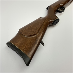 Webley and Scott 'Webley Omega' .22 air rifle for left handed user, break barrel action with fitted integral moderator L128cm overall